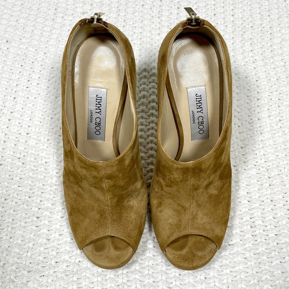 Jimmy Choo Glint Bootie 8 Suede Peep Toe - Picture 3 of 7